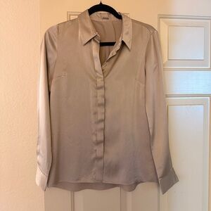 Silk gold button down blouse